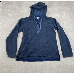 Carbon2Cobalt Pullover Hoodie Womens Small Blue Lace Trim Casual Lightweight Top